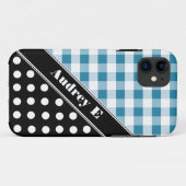 Coque Case-Mate Pour iPhone Blue En vichy Black Polka Dot iPhone 5 Coque (Dos (Horizontal))