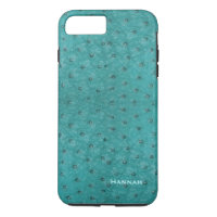 Chic Aqua Ostrich Leather Look iPhone 7 Plus Coque