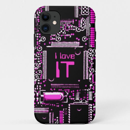 Coque Case-Mate Pour iPhone Circuit rose "I love IT" coque iphone (Dos)