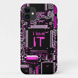 Coque Case-Mate Pour iPhone Circuit rose "I love IT" iPhone 5 coque