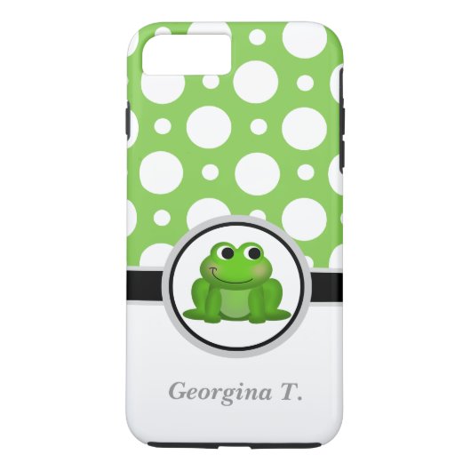 Coque Case-Mate Pour iPhone Coque Froggy Green & White Polka Dot iPhone 7 Plus (Dos)