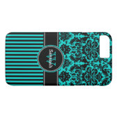Coque Case-Mate Pour iPhone Coque iPhone 7 | Damas | Tracées | Turquoise (Dos (Horizontal))