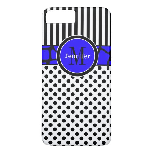 Coque Case-Mate Pour iPhone Coque iPhone 7 | Rayures, points | Bleu (Dos)