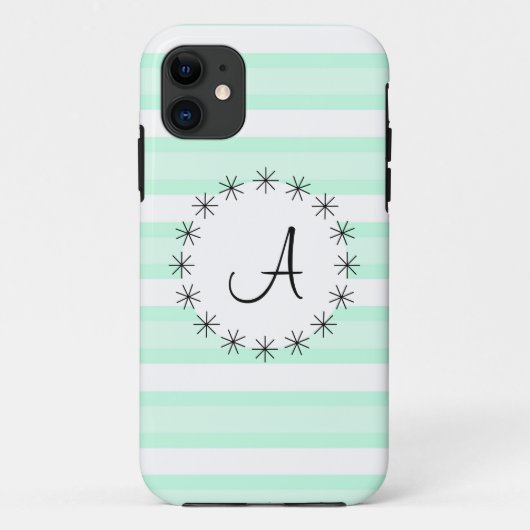 Coque Case-Mate Pour iPhone Coque iphone "Monogramme" Aqua Stripe (Dos)
