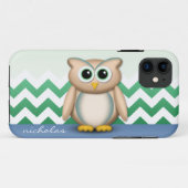 Coque Case-Mate Pour iPhone Cute Owl - Blue & Green Chevron iPhone 5 Coque (Dos (Horizontal))