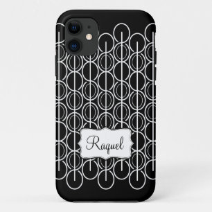 Coque Case-Mate Pour iPhone Graphique ovale lié coque iphone de nom noir et bl
