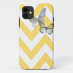 Coque Case-Mate Pour iPhone Gris jaune du coque iphone   de papillons de