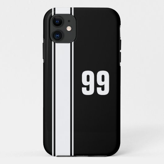Coque Case-Mate Pour iPhone Jersey à bande noire et blanche coque iphone numér (Dos)