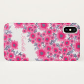 Coque Case-Mate Pour iPhone Joli pavot rose blanc damassé nom coque iphone (Dos (Horizontal))