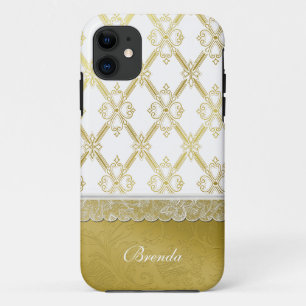 Coque Case-Mate Pour iPhone Joli Vintage Gold & White Lattice iPhone 5 Coque