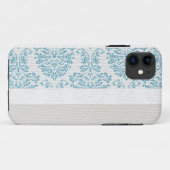 Coque Case-Mate Pour iPhone Monogramme en fibre bleue Damask IPHONE 5 Coque (Dos (Horizontal))