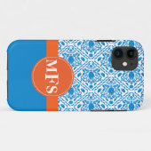 Coque Case-Mate Pour iPhone Motif Damas bleu/orange Initiales iPhone 5 coque (Dos (Horizontal))