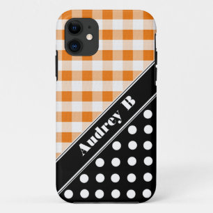 Coque Case-Mate Pour iPhone Orange En vichy Black Polka Dot iPhone 5 Coque