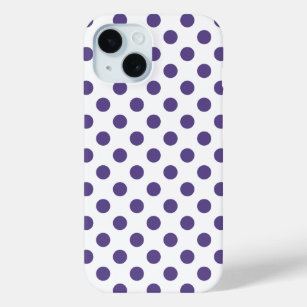 Coque Pour iPhone 15 Pois ultra violets sur blanc