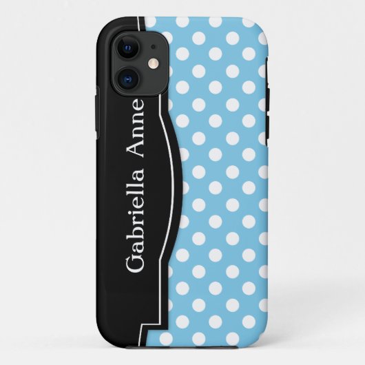 Coque Case-Mate Pour iPhone Polka bleu clair point noir cadre iPhone 5 coque (Dos)