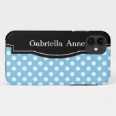 Coque Case-Mate Pour iPhone Polka bleu clair point noir cadre iPhone 5 coque (Dos (Horizontal))