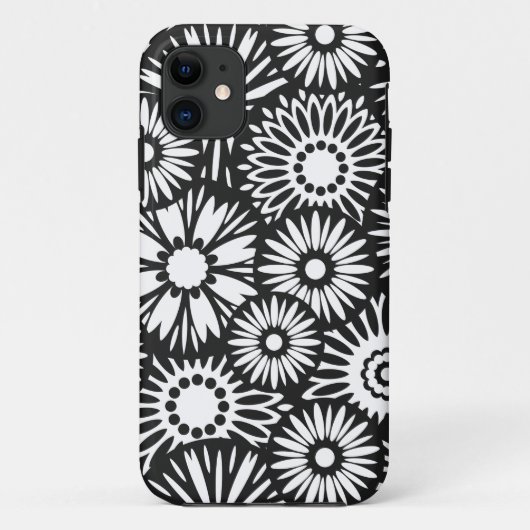 Coque Case-Mate Pour iPhone Retro noir fleurs blanches iPhone 5 Coque (Dos)