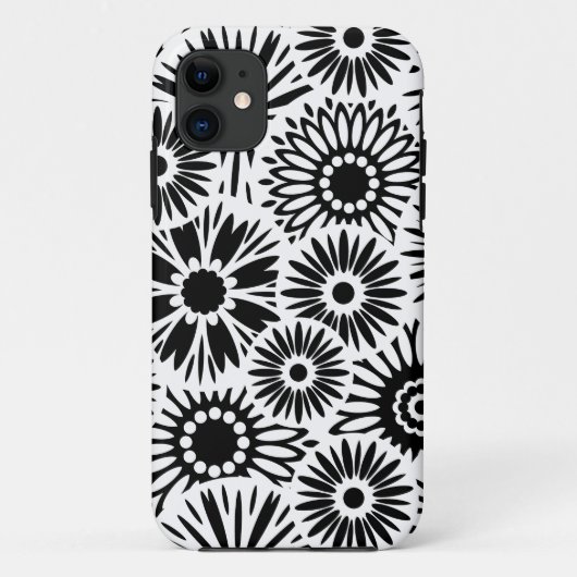Coque Case-Mate Pour iPhone Retro noir fleurs blanches iPhone 5 Coque (Dos)