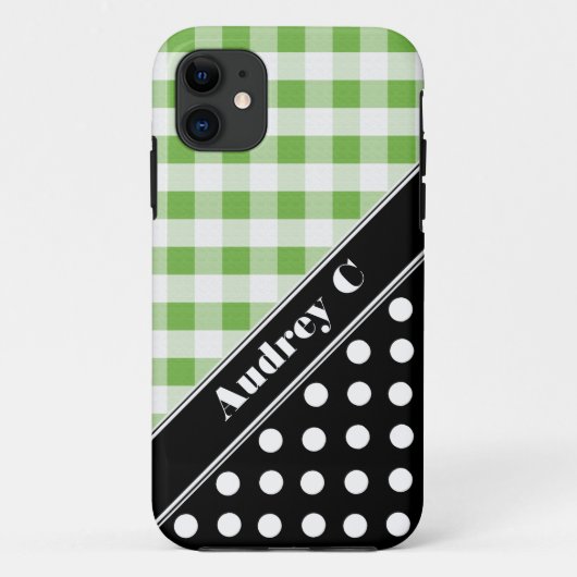 Coque Case-Mate Pour iPhone Vert En vichy Noir Polka Dot iPhone 5 Coque (Dos)