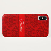 Coque Case-Mate Pour iPhone Votre nom damask rouge coque iphone (Dos (Horizontal))