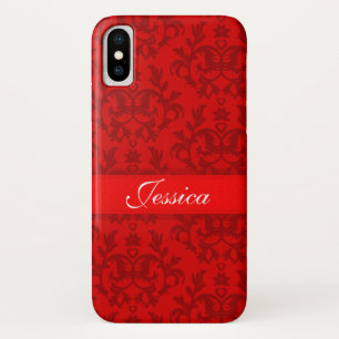 Coque Case-Mate Pour iPhone Votre nom damask rouge coque iphone