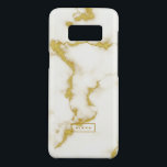 Coque Case-Mate Samsung Galaxy S8 Accents d'or en faux marbre blanc moderne<br><div class="desc">Image populaire minimaliste moderne de marbre blanc avec veines d'or cool motif. monogramme facultatif.</div>
