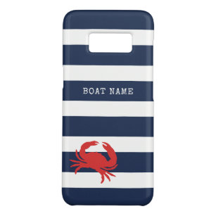 Coque Case-Mate Samsung Galaxy S8 Ancre Marine Bleu Stripes Crabe Rouge Nom du batea
