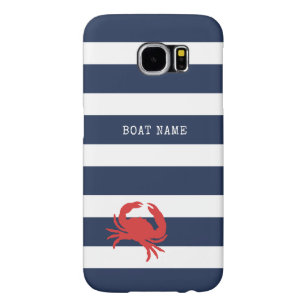 Ancre Marine Bleu Stripes Crabe Rouge Nom du batea