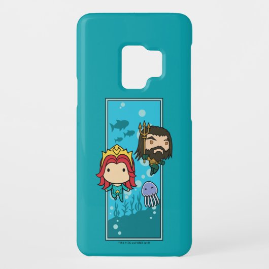 Coque Case-Mate Pour Samsung Galaxy Aquaman | Chibi Mera & Aquaman Graphisme sous-mari (Dos)