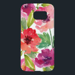 Coque Samsung Galaxy S7 Aquarelle rose et pourpre florale<br><div class="desc">Joli et féminin,  ce cas comporte une combinaison des fleurs roses et pourpres d'aquarelle avec le feuille vert.</div>