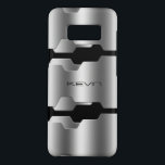 Coque Case-Mate Samsung Galaxy S8 Argent métallique et conception géométrique noire<br><div class="desc">Elégante image moderne de métal gris argenté de conception géométrique masculine. Arrière - plan modifiable et monogramme personnalisable.</div>