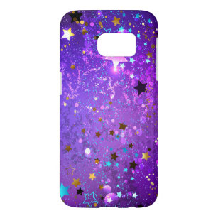 Coque Samsung Galaxy S7 Arrière - plan de feuille violet avec étoiles