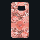Coque Samsung Galaxy S7 Corail tropicale motif floral avec Monogramme<br><div class="desc">Des nuances de corail vibrantes dans ce motif de fleurs tropicales féminines. Montré ici avec un monogramme et un nom,  il suffit de modifier l'exemple de texte avec votre propre monogramme et nom désiré.</div>