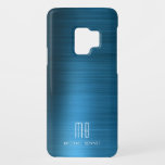 Élégant Monogramme bleu métallique<br><div class="desc">Élégant Monogramme Blue Metallic Coque-Mate Samsung Galaxy S9 Coque</div>