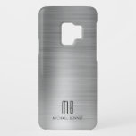 Élégant Monogramme Faux Argent gris métal<br><div class="desc">Élégant Monogram Faux Silver Grey Metallic Coque-Mate Samsung Galaxy S9 Coque</div>