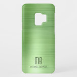 Élégant Monogramme Faux Green Metallic<br><div class="desc">Élégant Monogramme Faux Vert Coque-Mate métallique Samsung Galaxy S9 Coque</div>