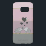 Coque Samsung Galaxy S7 Eléphants Adorables En Amour - Personnalisé<br><div class="desc">Des éléphants adorables en amour sur des rayures colorées avec votre nom.</div>