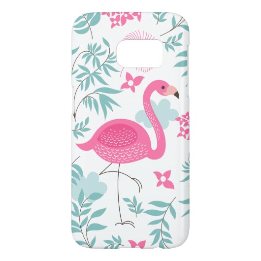 Coque Case-Mate Pour Samsung Galaxy Flamant rose rose & Fleurs tropicales Motif GS7 (Dos)
