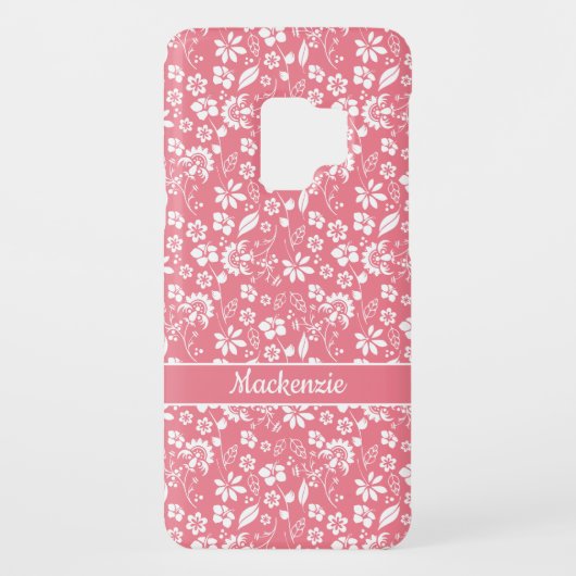 Coque Case-Mate Pour Samsung Galaxy Fleurs tropicales rose vif modernes (Dos)