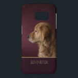 Coque Samsung Galaxy S7 Golden Retriever Nom personnalisé | Chien<br><div class="desc">Cette conception comprend un chien Golden Retriever avec l'option de personnaliser ou de supprimer le nom de texte qui est écrit dans la typographie moderne populaire. #retriever #dog #personel #fourre-tout #puppy #mignon #cadeaux #mode #Samsung</div>