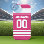 Coque Case-Mate Samsung Galaxy S8 Jersey de sport blanc rose avec nom et numéro<br><div class="desc">Cette conception sportive est parfaite pour toute athlète féminine jouant à la crosse,  au football ou au softball. Vous changez les numéros en votre nombre de chance ou même un âge spécial pour une fête d'anniversaire.</div>