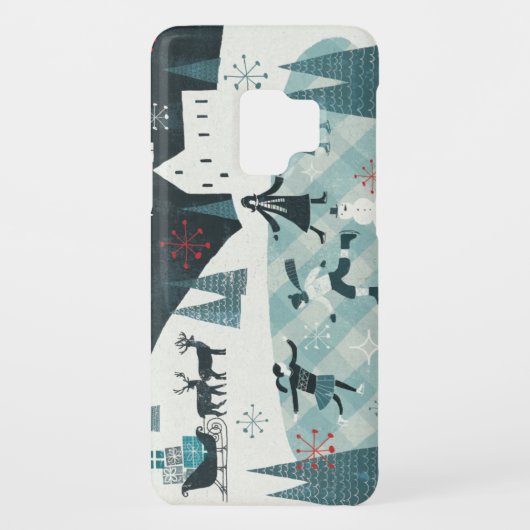Coque Case-Mate Pour Samsung Galaxy Joyeuse scène de patinage de Christmastime (Dos)