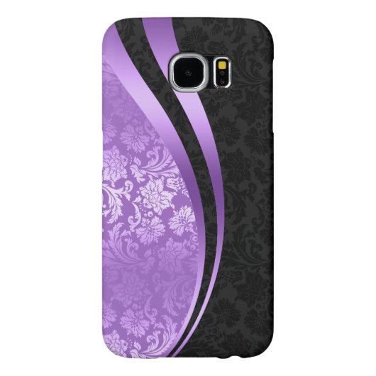 Coque Case-Mate Pour Samsung Galaxy Lavande et damas noirs bandes dynamiques (Dos)