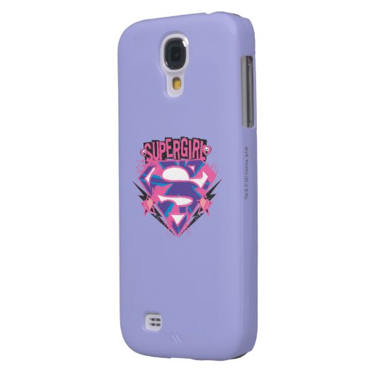 Coque Case-Mate Pour Samsung Galaxy Logo Supergirl rose et violet Grunge (Dos gauche)