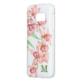 Coque Case-Mate Pour Samsung Galaxy Monogramme | Aquarelle Fleurs roses (Dos gauche)