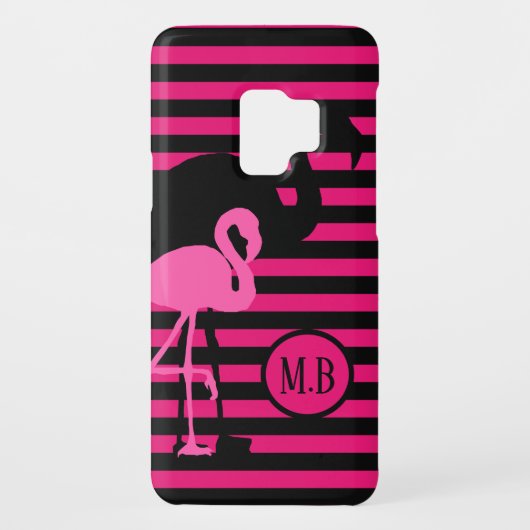 Coque Case-Mate Pour Samsung Galaxy Monogramme de Flamant rose Cool noir et rose (Dos)
