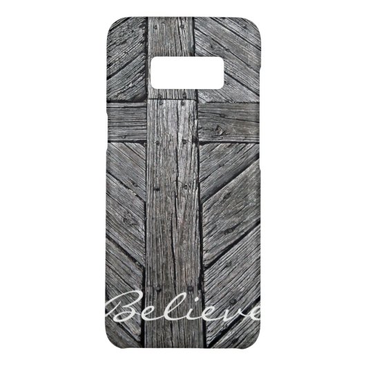 Coque Case-Mate Pour Samsung Galaxy Monogramme en bois rustique croisé chrétien (Dos)