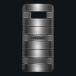 Coque Case-Mate Samsung Galaxy S8 Motif de rayures gris métal moderne<br><div class="desc">Image moderne de rayures gris métallique brillant motif. Le monogramme personnalisé est toujours facultatif. Design cool masculin.. La brillance est l'illusion numérique et non la brillance réelle</div>