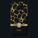 Coque Samsung Galaxy S7 Motif Empreinte de léopard Black & Gold<br><div class="desc">Elégant tons or leopard poster de animal motif de  avec partie de bouton noir rayé or et accent d'impression diamant blanc. monogramme personnalisé.</div>