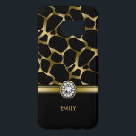Coque Samsung Galaxy S7 Motif Empreinte de léopard Black & Gold<br><div class="desc">Elégant tons or leopard poster de animal motif de  avec partie de bouton noir rayé or et accent d'impression diamant blanc. monogramme personnalisé.</div>